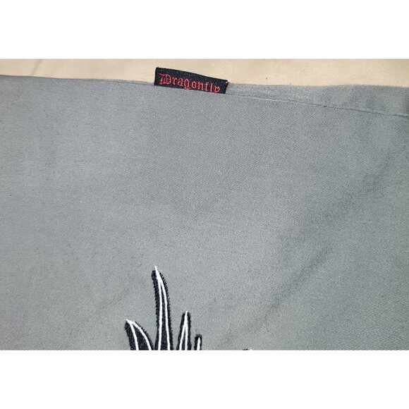 Dragonfly Roadhouse 3XL Biker Embroidered Skull Wings Motorcycle Button Up Gray - Picture 4 of 7